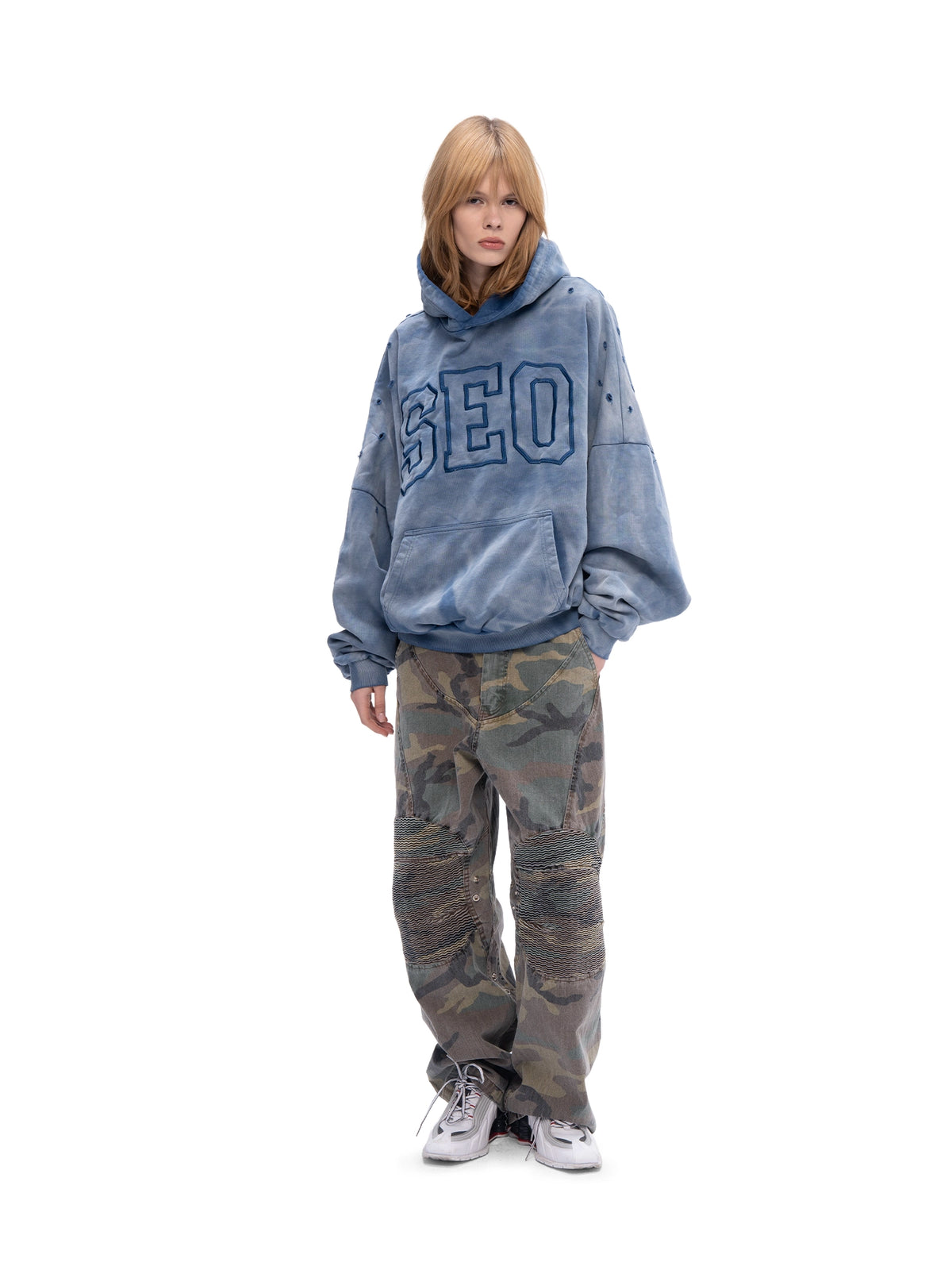 DOUBLE SKIN HOODIE SEO DIRTY BLUE