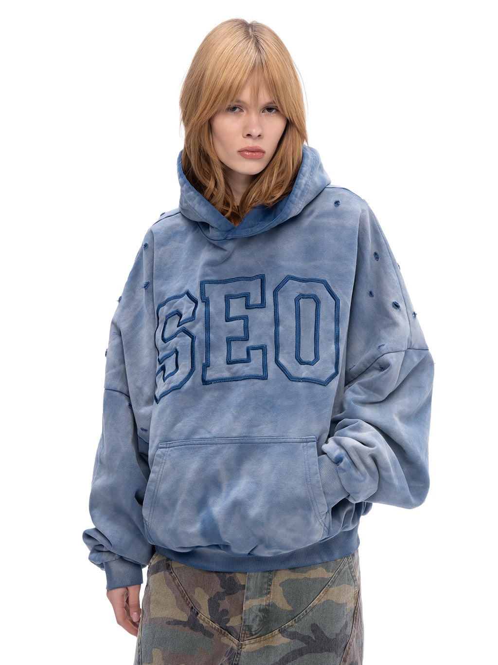 DOUBLE SKIN HOODIE SEO DIRTY BLUE