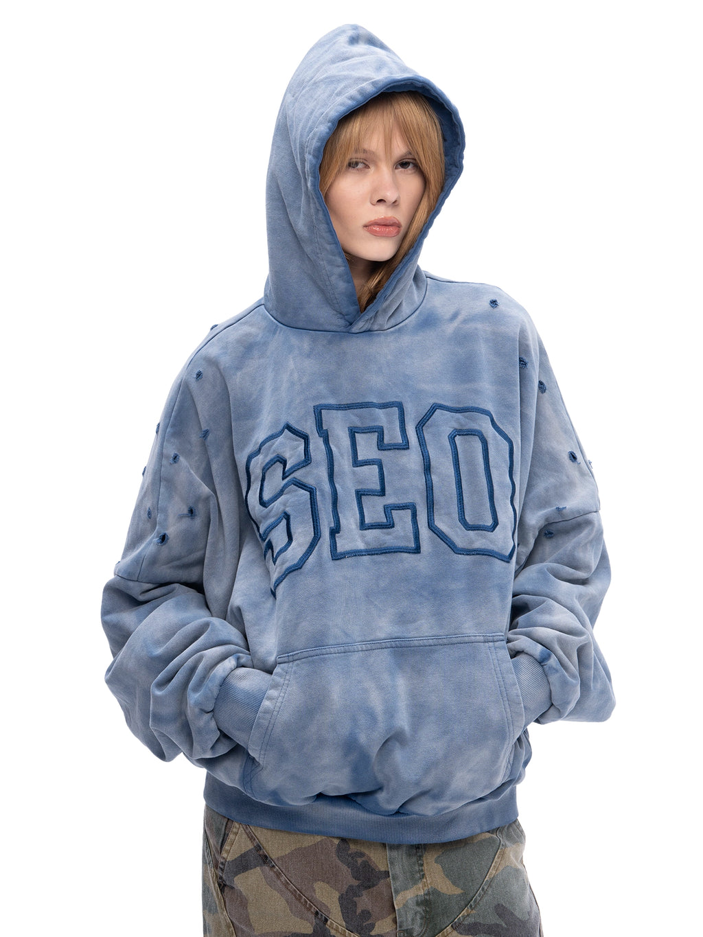 DOUBLE SKIN HOODIE SEO DIRTY BLUE