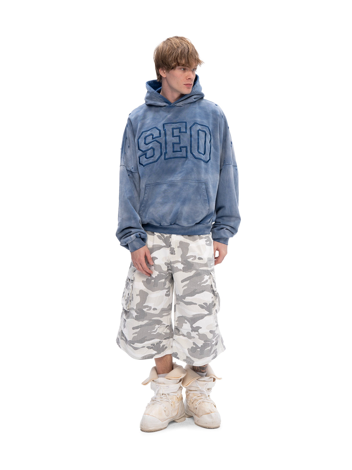 DOUBLE SKIN HOODIE SEO DIRTY BLUE