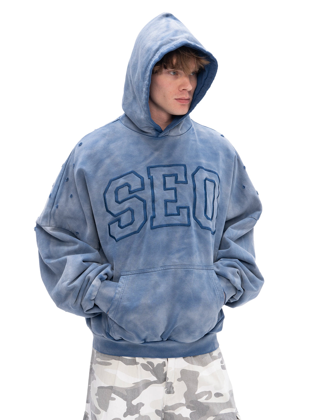 DOUBLE SKIN HOODIE SEO DIRTY BLUE