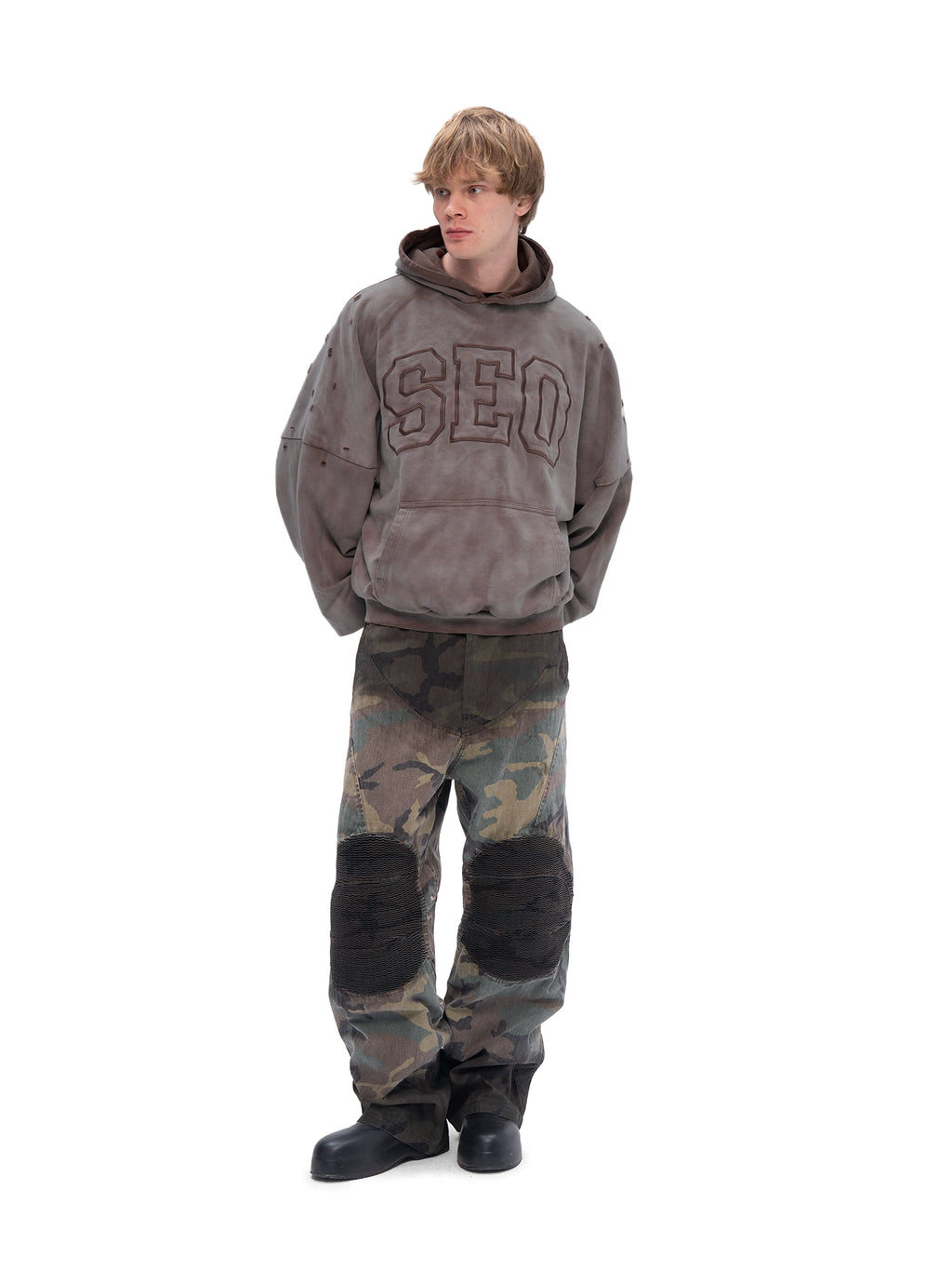 DOUBLE SKIN HOODIE SEO BROWN