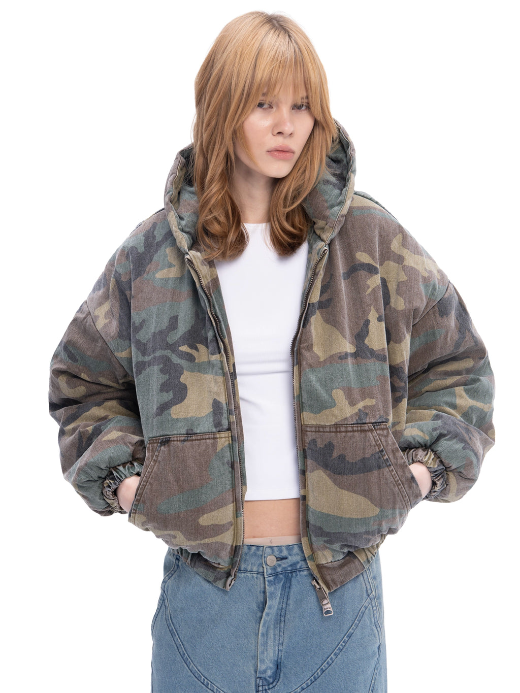 CROPPED BOMBER CAMO