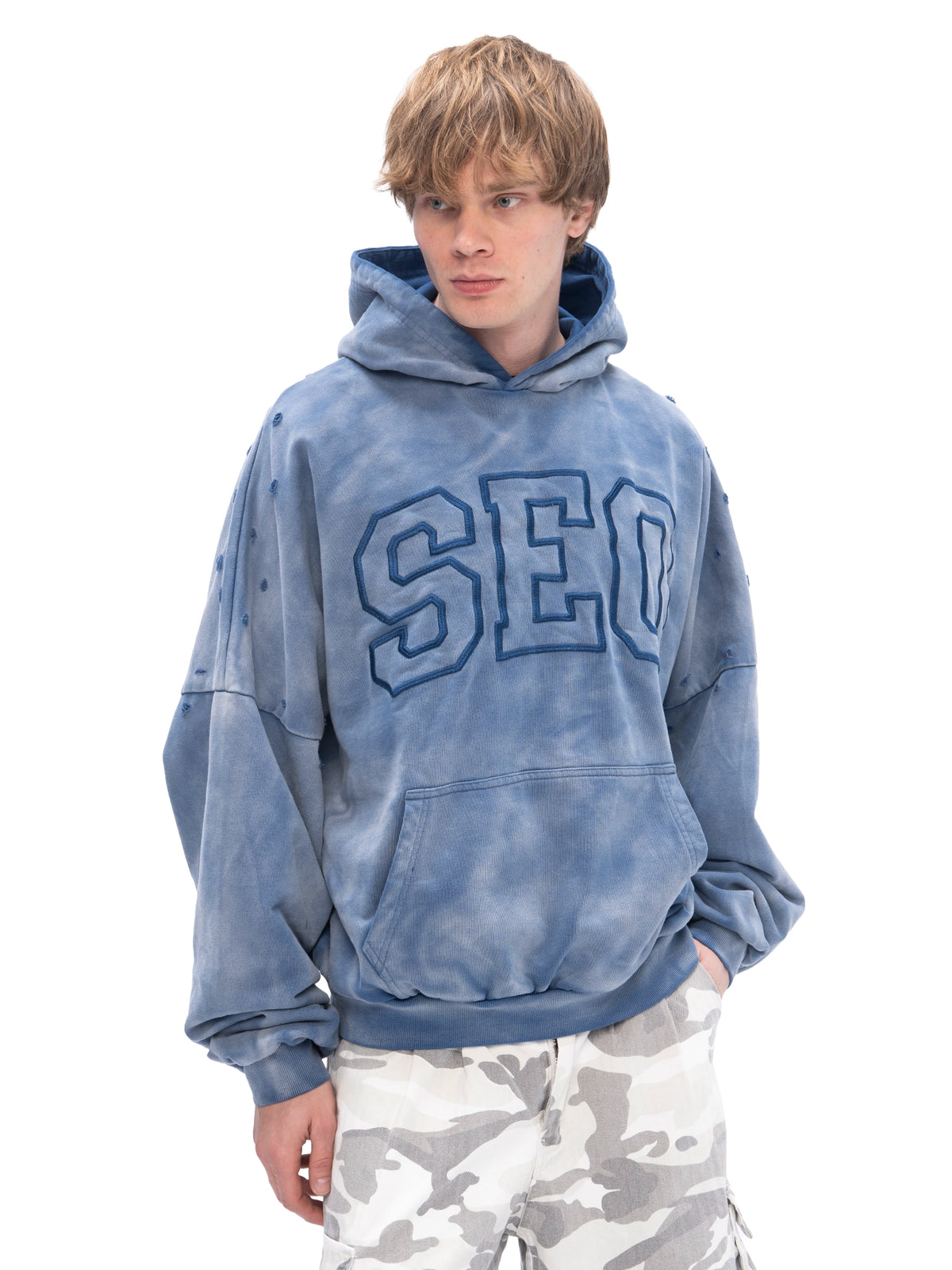 DOUBLE SKIN HOODIE SEO DIRTY BLUE