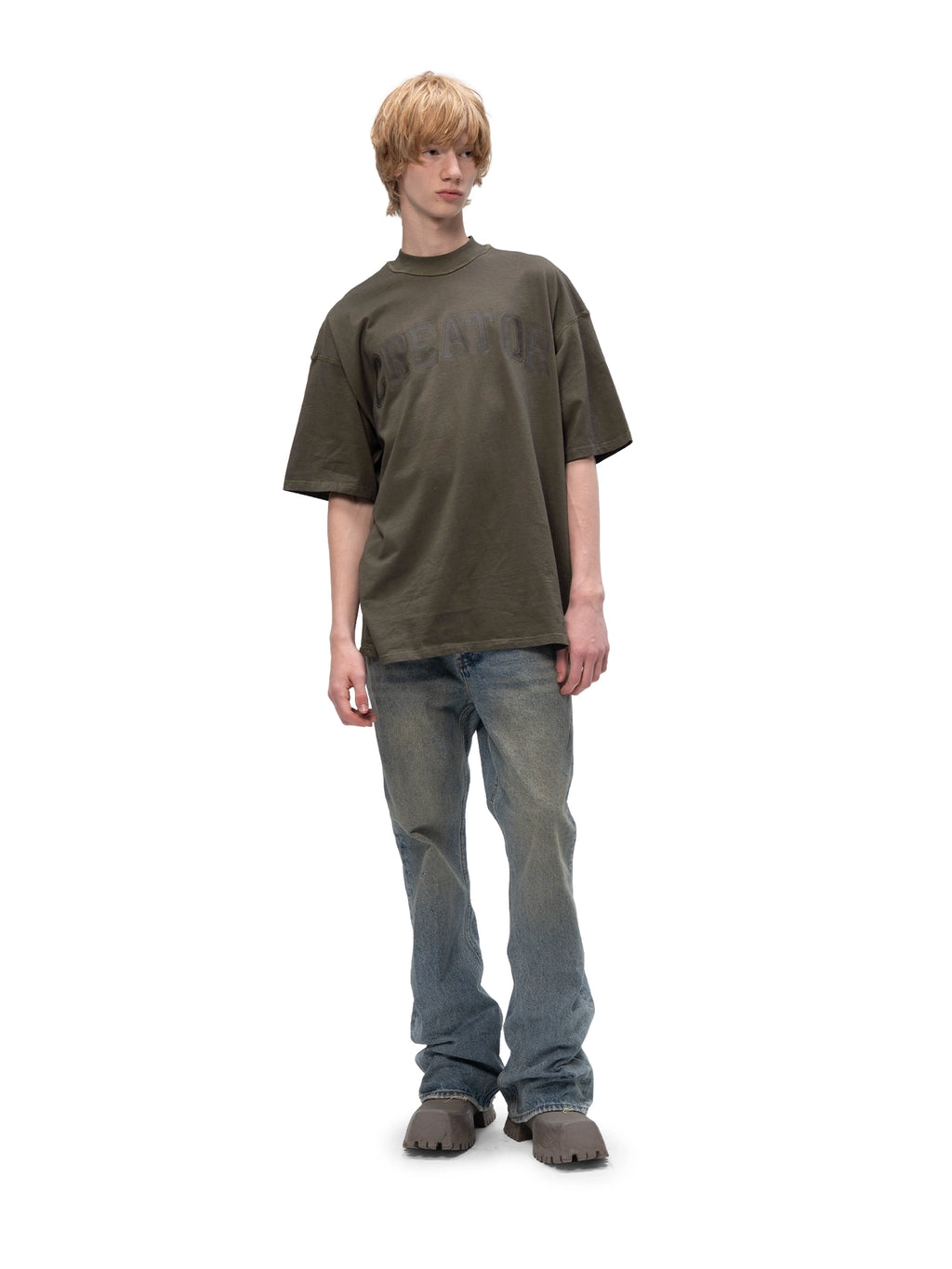 ACID WASH T-SHIRT CREATOR KHAKI