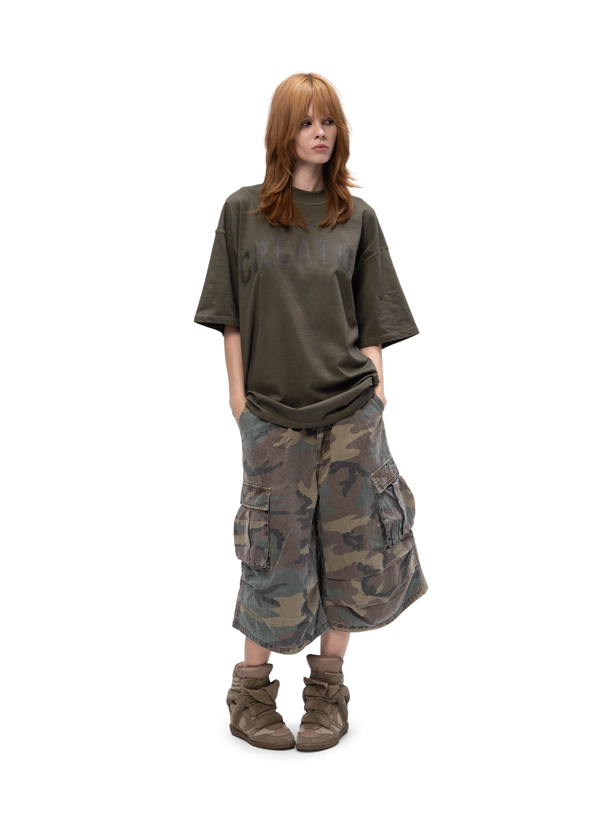ACID WASH T-SHIRT CREATOR KHAKI
