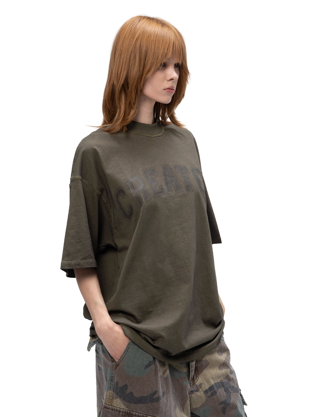 ACID WASH T-SHIRT CREATOR KHAKI