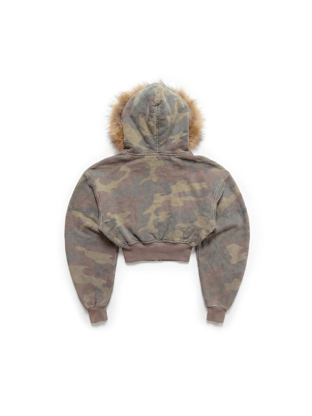 FURRY CROP ZIP HOODIE CAMO