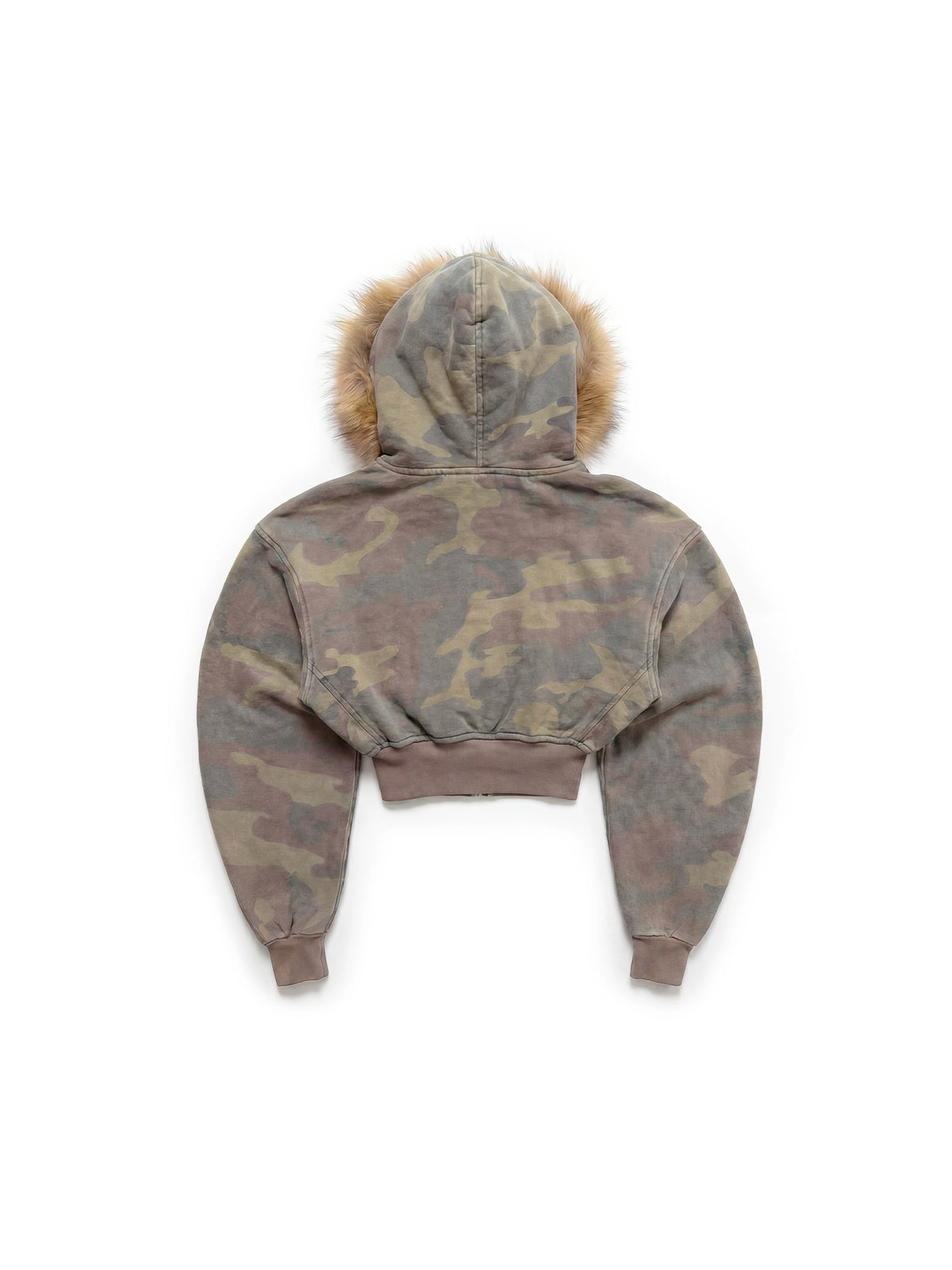 FURRY CROP ZIP HOODIE CAMO