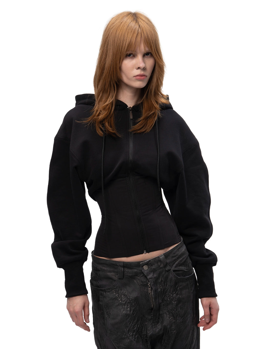 ZIP HOODIE CORSET BLACK