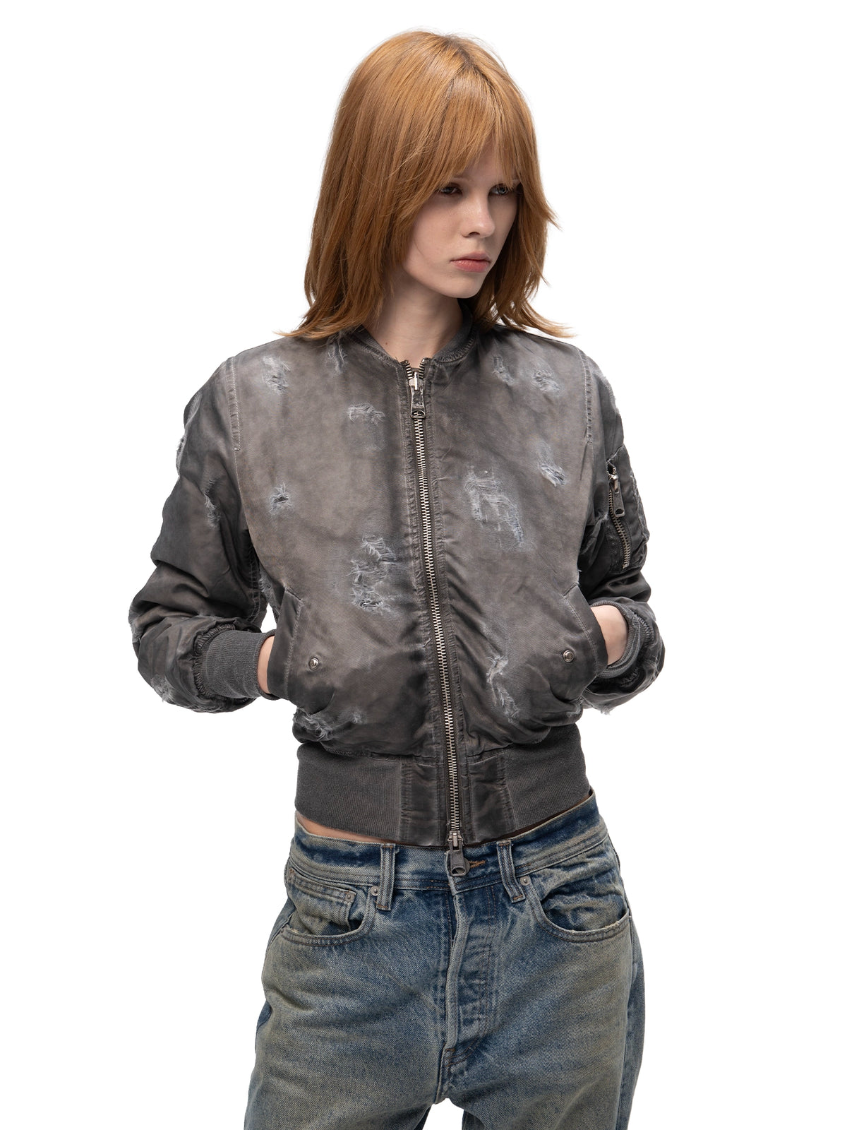 DOUBLE-SIDED SLIM BOMBER GREY