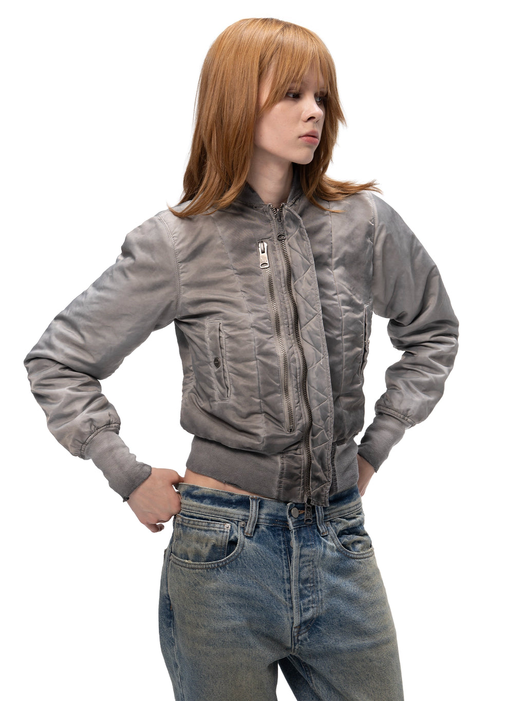 DOUBLE-SIDED SLIM BOMBER GREY