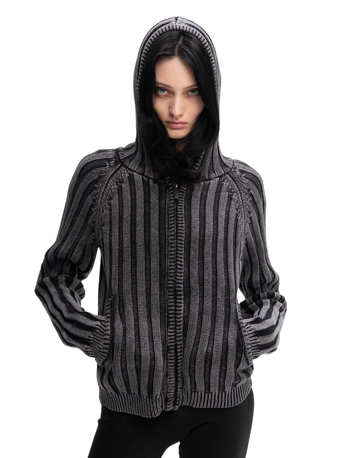 ZIP HOODIE SWEATER BLACK — ABC Archive Brand Clothes, view 4