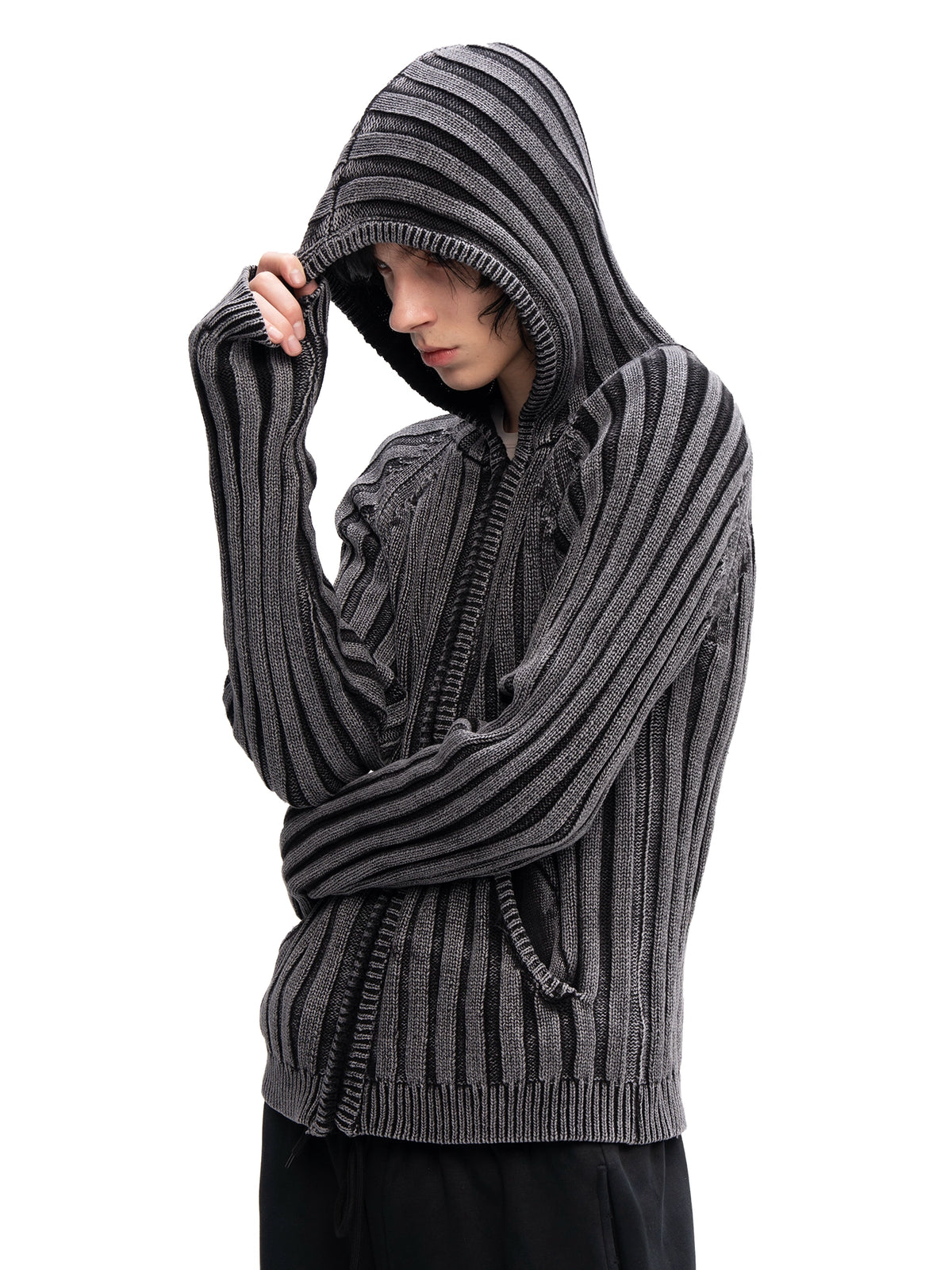 ZIP HOODIE SWEATER BLACK — ABC Archive Brand Clothes, view 3