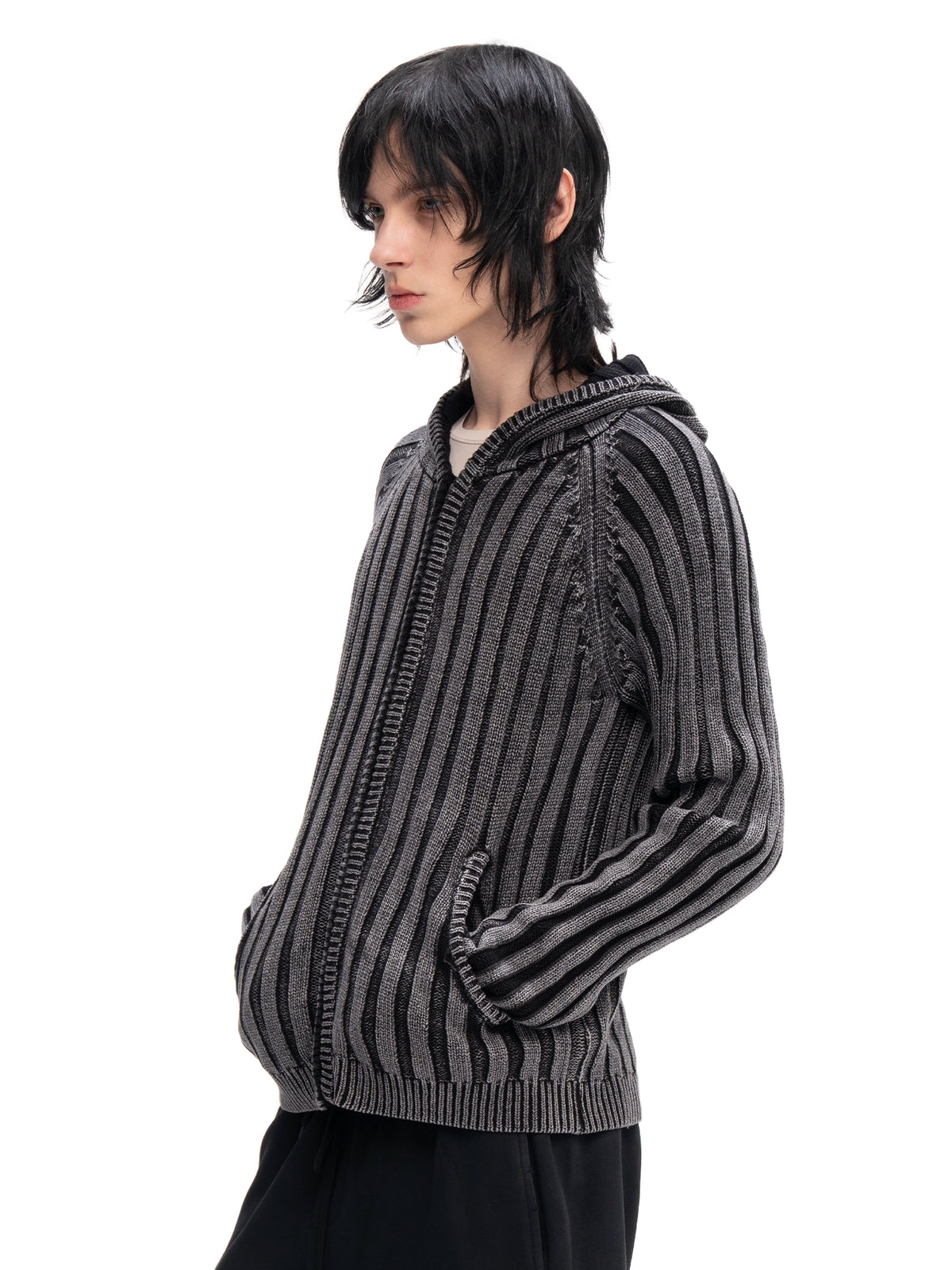 ZIP HOODIE SWEATER BLACK — ABC Archive Brand Clothes, view 7