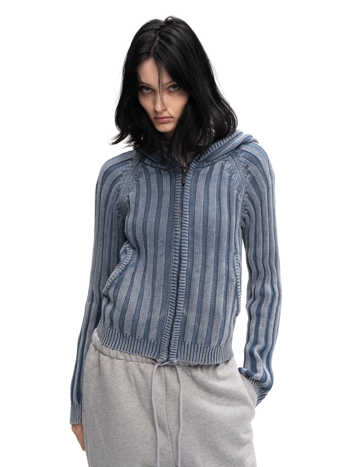 ZIP HOODIE SWEATER BLUE — ABC Archive Brand Clothes, view 2