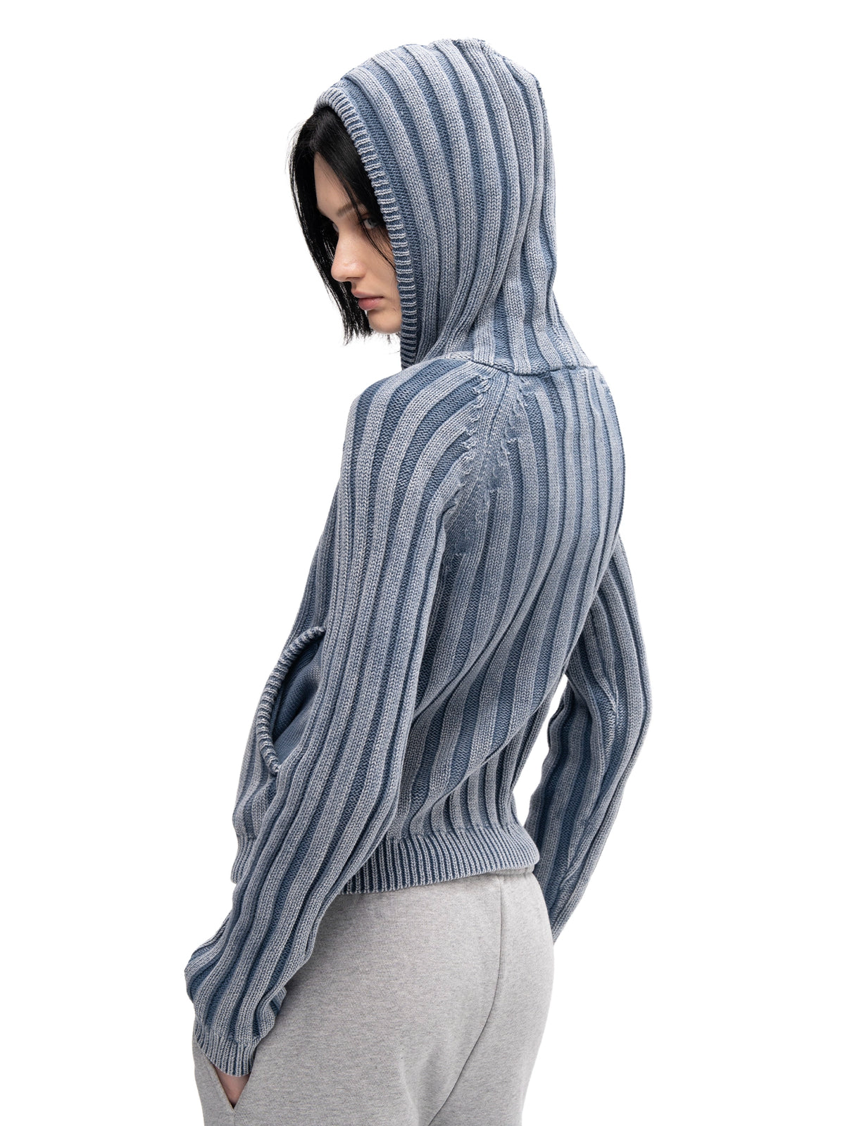 ZIP HOODIE SWEATER BLUE — ABC Archive Brand Clothes, view 5