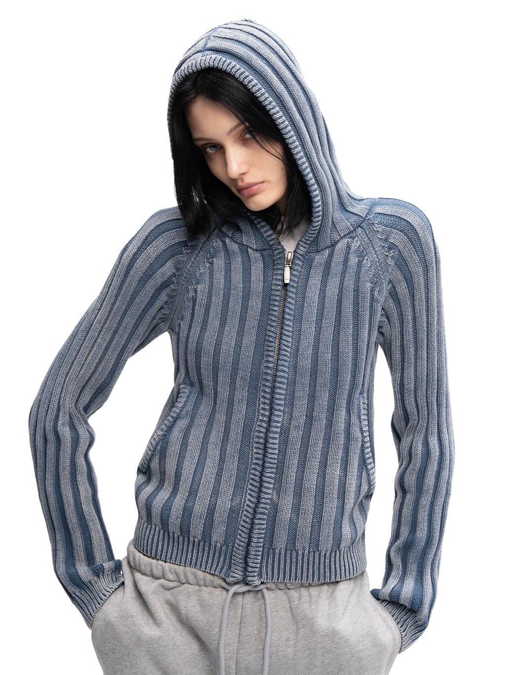ZIP HOODIE SWEATER BLUE — ABC Archive Brand Clothes, view 4